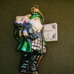 Polonaise Collection Green Irish Santa Ornament